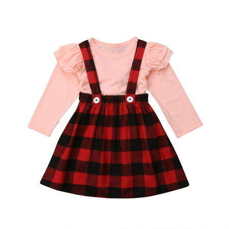 Christmas Princess 2PCS Kids Baby Girls Outfits Clothes Tops T shirt Plaid Overalls Skirts Party Dress Set
Christmas Princess 2PCS Kids Baby Girls Outfits Clothes Tops T shirt Plaid Overalls Skirts Party Dress Set