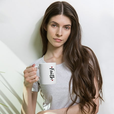 Faith w/Red Hearts 11oz White Glossy Coffee Mug Made to Order