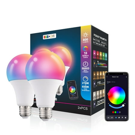 Smart Light Bulbs 2 Pack Dimmable Color Changing Light Bulb Tuya APP Control 10W E27 RGBW 16 Million Colors Bluetooth LED Bulb
Smart Light Bulbs 2 Pack Dimmable Color Changing Light Bulb Tuya APP Control 10W E27 RGBW 16 Million Colors Bluetooth LED Bulb