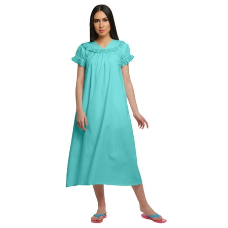 Moomaya Cotton V-Neck Sleepwear For Ladies Short Sleeve WoMen s Nightdress