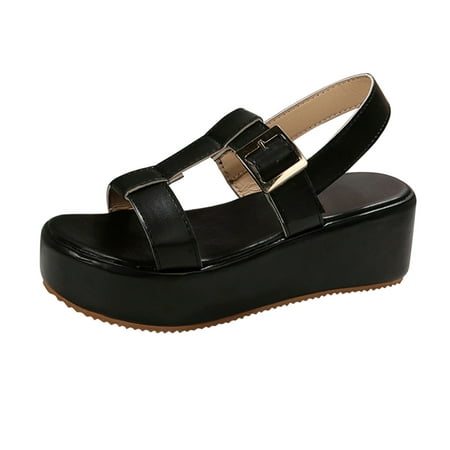 SEMIMAY Ladies Fashion Summer Solid Color Leather Open Toe Open Toe Buckle Thick Sole Roman Sandals Black
SEMIMAY Ladies Fashion Summer Solid Color Leather Open Toe Open Toe Buckle Thick Sole Roman Sandals Black