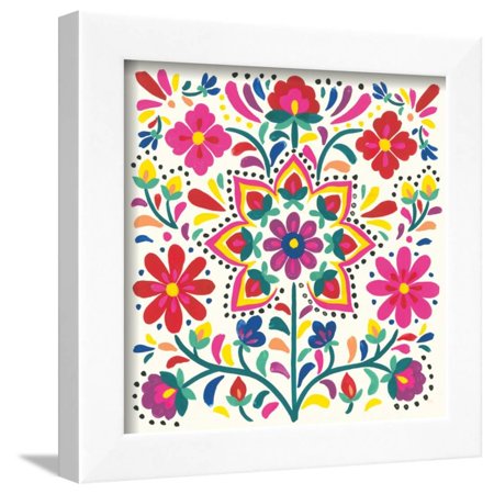 Floral Fiesta White III Framed Print Wall Art