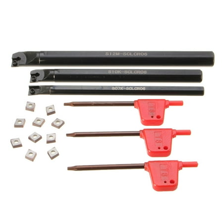 Aibecy Metal Lathe Turning Tool Kit 3 PCS S07K/ S10K/ S12M-SCLCR06 Boring Bars 10 PCS CCMT0602 Carbide Inserts 3 Plum Wrenches for Small Hole Machining
Aibecy Metal Lathe Turning Tool Kit 3 PCS S07K/ S10K/ S12M-SCLCR06 Boring Bars 10 PCS CCMT0602 Carbide Inserts 3 Plum Wrenches for Small Hole Machining