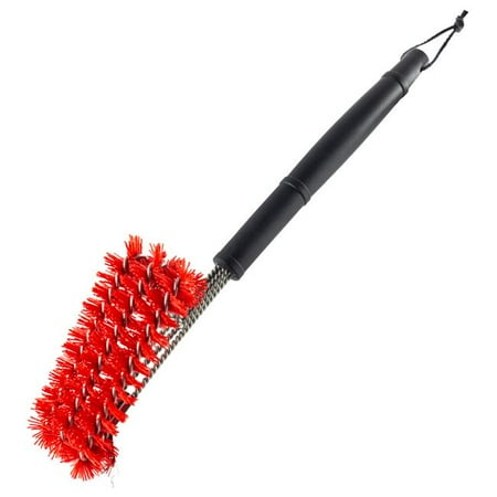 18 in. Grill Brush with Nylon Bristles & Stainless Steel Scraper