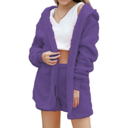 Avamo Casual Fluffy Pajamas Set for Women Solid Color 3 Pieces Outfits Loungwear Hoodies Lounge Sets Dark Purple XL
Avamo Casual Fluffy Pajamas Set for Women Solid Color 3 Pieces Outfits Loungwear Hoodies Lounge Sets Dark Purple XL