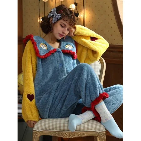 Cute Thermal & Fuzzy Embroidered Loungewear Set Collared Button Up Longe Outerwear & Pants Women‘s Sleepwear & Loungewear
Cute Thermal & Fuzzy Embroidered Loungewear Set Collared Button Up Longe Outerwear & Pants Women‘s Sleepwear & Loungewear