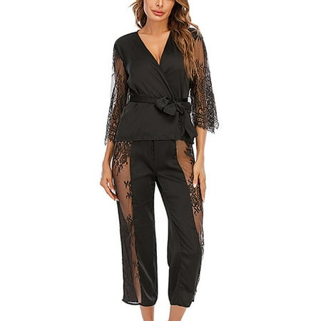 Dadaria Satin Pajamas Women Fashion Lace Sets Wear Lounge Wear Pocket Home Sleep Set Tops+Pants Black M Women
Dadaria Satin Pajamas Women Fashion Lace Sets Wear Lounge Wear Pocket Home Sleep Set Tops+Pants Black M Women
