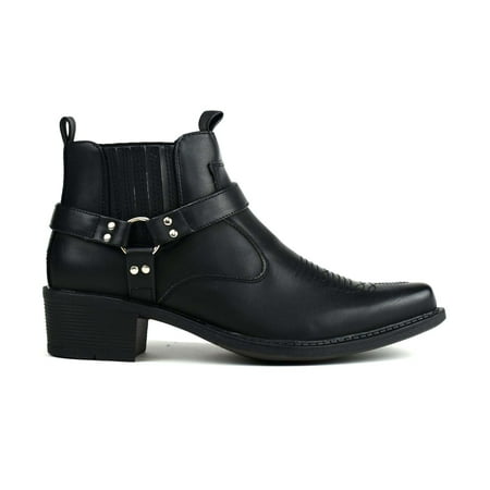 CAIKUITONRON Men s Mid Top Cowboy Boots Black