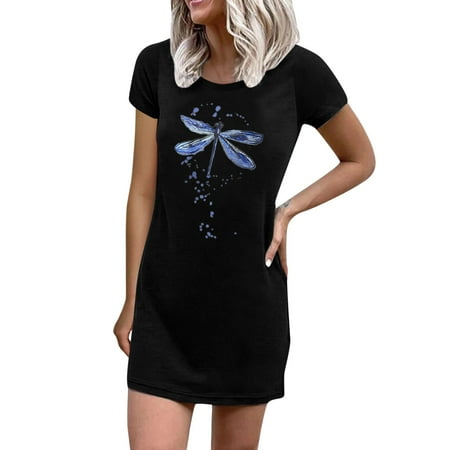 Sayhi Women s Crew Neck Creative Printed Tshirt Dresses Summer Short Sleeve Nightgown Womens Sleepwear Shirt Dress
Sayhi Women s Crew Neck Creative Printed Tshirt Dresses Summer Short Sleeve Nightgown Womens Sleepwear Shirt Dress