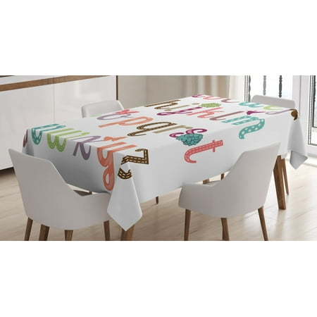 

Ambesonne Letters Tablecloth Rectangular Table Cover Girly Feminine Alphabet 60 x90 Multicolor
