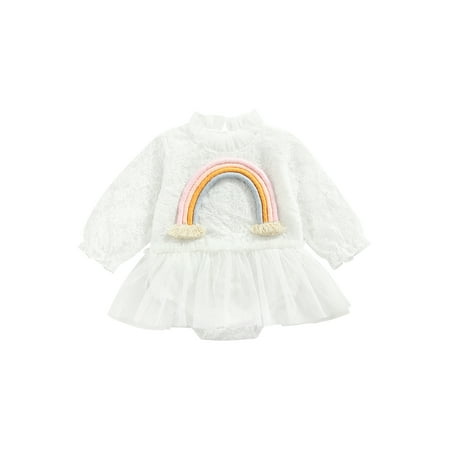 SAYOO Baby Girls Casual Romper White Rainbow Pattern Long Sleeve/ Sleeveless One-piece with Skirt Hem
SAYOO Baby Girls Casual Romper White Rainbow Pattern Long Sleeve/ Sleeveless One-piece with Skirt Hem