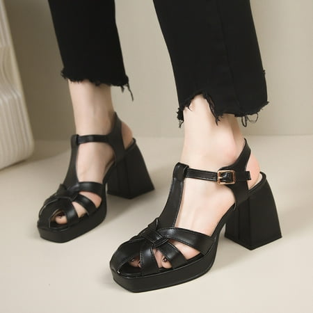 WQJNWEQ Shoes Women New Thick Sole Baotou Thick Heel Fashion Hollow Out Buckle Sandals Fall Sale
WQJNWEQ Shoes Women New Thick Sole Baotou Thick Heel Fashion Hollow Out Buckle Sandals Fall Sale