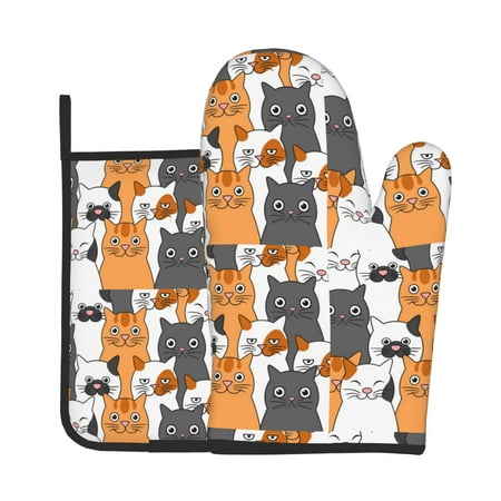 Vsdgher Funny Cats Oven Mitts and Pot Holders 2 pcs Set High Heat Resistant Kitchen Oven Glove for Baking and Cooking
Vsdgher Funny Cats Oven Mitts and Pot Holders 2 pcs Set High Heat Resistant Kitchen Oven Glove for Baking and Cooking