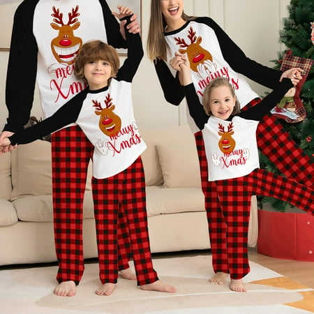 Raruxxin Family Christmas Pajamas Matching Set Cartoon Print Long-Sleeve Tops with Plaid Pants Sleepwear for Adult Kid Baby
Raruxxin Family Christmas Pajamas Matching Set Cartoon Print Long-Sleeve Tops with Plaid Pants Sleepwear for Adult Kid Baby