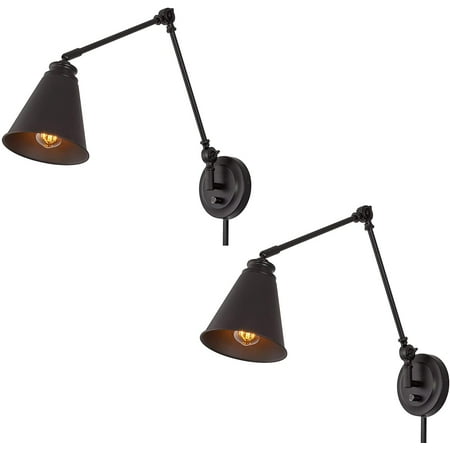 Ellis 18 Vintage Industrial Swing Arm Wall Lamp + Adjustable Head Plug in/Wall Mount + Cord Covers Oil Rubbed Bronze Finish 2-Pack
Ellis 18 Vintage Industrial Swing Arm Wall Lamp + Adjustable Head Plug in/Wall Mount + Cord Covers Oil Rubbed Bronze Finish 2-Pack