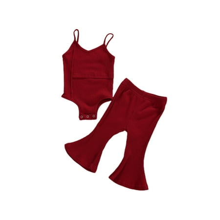 TheFound Newborn Toddler Baby Girl Knitted Outfits Ribbed Sleeveless Strap Romper Top+Flared Pants 2Pcs Set
TheFound Newborn Toddler Baby Girl Knitted Outfits Ribbed Sleeveless Strap Romper Top+Flared Pants 2Pcs Set