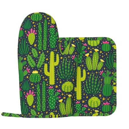 Cactus 1 Oven Mitts and Pot Holders Sets with 1 Non-Slip Left Silicone Oven Mitts and 1 Heatproof Insulated Hot Pads for Kitchen Use in Cooking Baking Grilling
Cactus 1 Oven Mitts and Pot Holders Sets with 1 Non-Slip Left Silicone Oven Mitts and 1 Heatproof Insulated Hot Pads for Kitchen Use in Cooking Baking Grilling