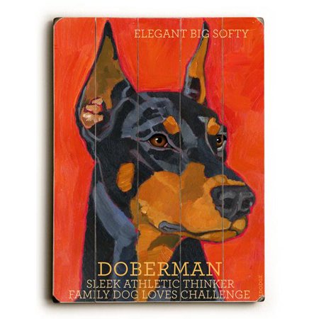 ArteHouse Decorative Wood Sign "Doberman" by Artist Ursula Dodge, 30" x 40", Planked Wood