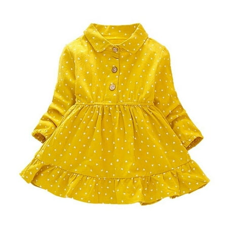 Moresave 1Pc Autumn Casual Baby Kids Girls Dot Print Long Sleeve Dress Toddler Party Princess Yellow M
Moresave 1Pc Autumn Casual Baby Kids Girls Dot Print Long Sleeve Dress Toddler Party Princess Yellow M