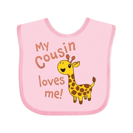 Inktastic My Cousin Loves Me- Cute Giraffe Gift Baby Boy or Baby Girl Bib