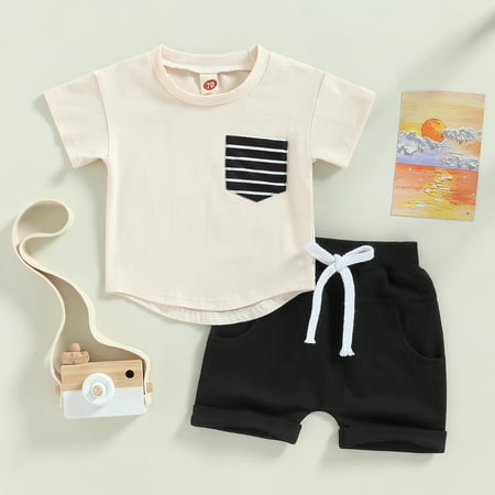 Lamuusaa 2Pcs Baby Boys Shorts Set Short Sleeve Crew Neck Stripes T-shirt with Elastic Waist Shorts Summer Outfit Clothing
Lamuusaa 2Pcs Baby Boys Shorts Set Short Sleeve Crew Neck Stripes T-shirt with Elastic Waist Shorts Summer Outfit Clothing