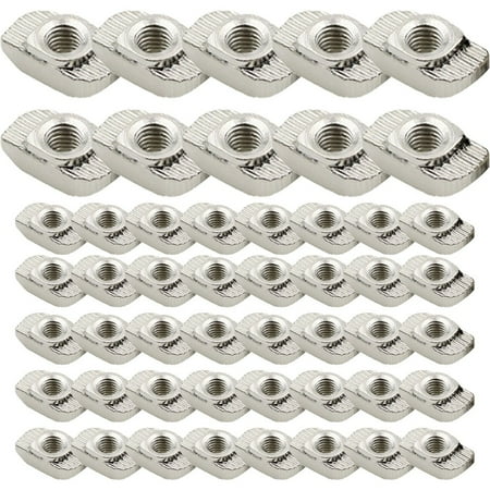 JINGT 50PCS T-Nuts- 30 40 45 Aluprofile - Nut 8 Nut 10 -Thread M6 Carbon Steel