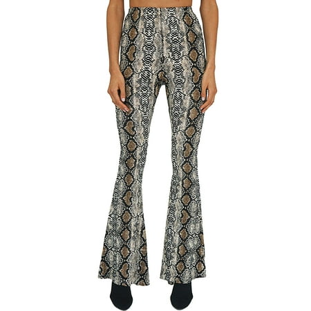 Hirigin Women's Fashion Snake Print Flare High Waisted Bell Bottoms Trousers Casual
