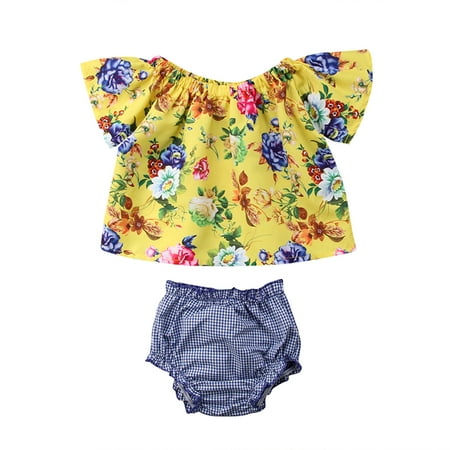 FINELOOK Baby Girls 2 Pieces Outfit Floral Print Short Sleeve Tops And Plaid Bowknot Shorts Summer Set
FINELOOK Baby Girls 2 Pieces Outfit Floral Print Short Sleeve Tops And Plaid Bowknot Shorts Summer Set