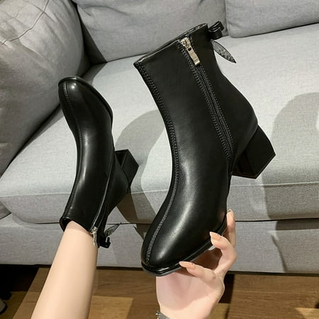ERTUTUYI Women Ankle Boots Autumn And Winter Fashion Comfortable Solid Color Simple Square Toe Side Zipper Black 39
ERTUTUYI Women Ankle Boots Autumn And Winter Fashion Comfortable Solid Color Simple Square Toe Side Zipper Black 39