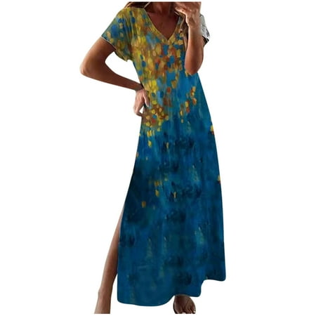 Juebong Women s Summer Casual V-Neck Short Sleeve Vacation Printed Split Resort Style Dresses
Juebong Women s Summer Casual V-Neck Short Sleeve Vacation Printed Split Resort Style Dresses