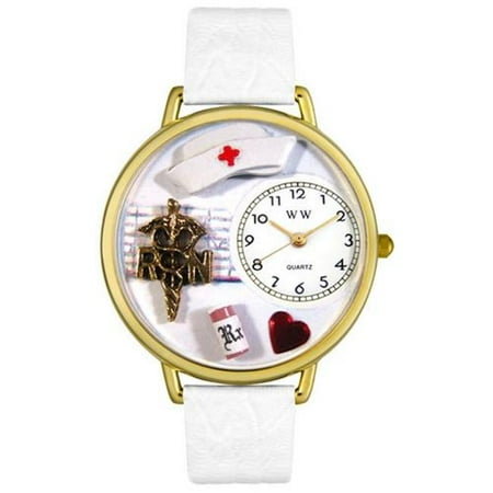 Whimsical Watches G0620008 RN White Leather And Goldtone Watch