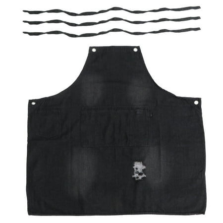 BESTONZON 1Pc Washable Denim Apron Oil-proof Working Apron Garden Work Clothes Dark Grey