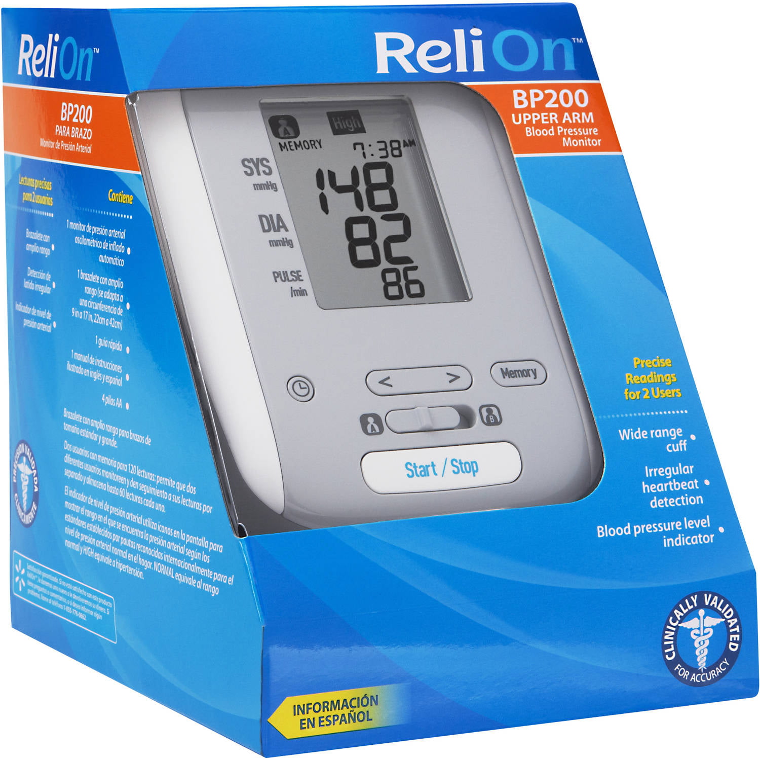 ReliOn BP200 Auto Inflate Deluxe Digital Blood Pressure Monitor ...