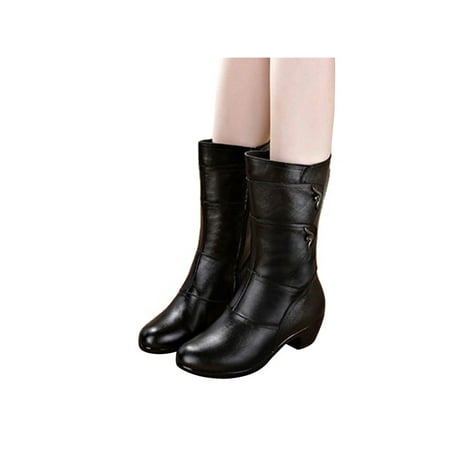 Ferndule Ladies Mid-Calf Boot Round Toe Winter Shoes Zipper Leather Boots Non-slip Chunky Work Low Heel Casual Black 5.5
Ferndule Ladies Mid-Calf Boot Round Toe Winter Shoes Zipper Leather Boots Non-slip Chunky Work Low Heel Casual Black 5.5