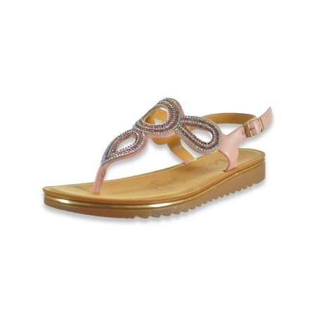 Link Girls Glitter T-Strap Sandals - pink 13 youth
