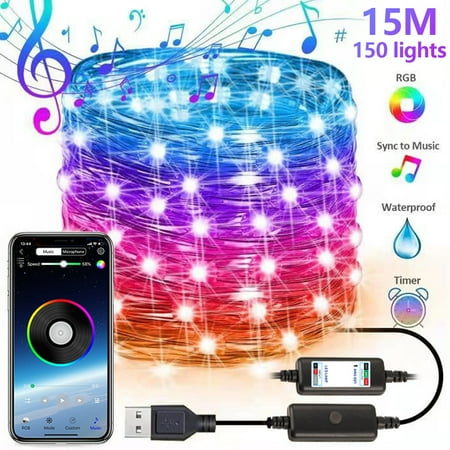 KTCINA LED String Light 49ft 150LED CoPPer Wire Starry Fairy Lights USB Powered Bluetooth APP Control Christmas String Lamps
KTCINA LED String Light 49ft 150LED CoPPer Wire Starry Fairy Lights USB Powered Bluetooth APP Control Christmas String Lamps
