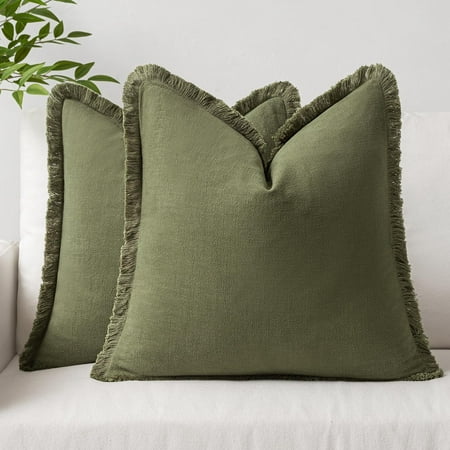 MIULEE Set of 2 Linen Throw Pillow Covers Decorative Square Pillow Covers Farmhouse Style Boho Cushion Covers Olive Green Pillow Covers with Fringe for Living Room 16x16 inch
MIULEE Set of 2 Linen Throw Pillow Covers Decorative Square Pillow Covers Farmhouse Style Boho Cushion Covers Olive Green Pillow Covers with Fringe for Living Room 16x16 inch