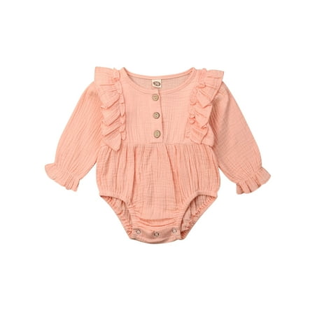 Cute Newborn Baby Girls Ruffles Cotton Linen Clothes Long Sleeve Buttons O-Neck Bodysuit 0-24M
Cute Newborn Baby Girls Ruffles Cotton Linen Clothes Long Sleeve Buttons O-Neck Bodysuit 0-24M