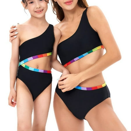 GYRATEDREAM Women Girls 1-Shoulder Bathing Suit Family Matching Mom Daughter One Pieces Rainbow Striped Swimsuits
GYRATEDREAM Women Girls 1-Shoulder Bathing Suit Family Matching Mom Daughter One Pieces Rainbow Striped Swimsuits