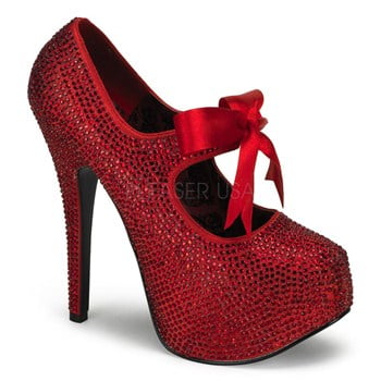 TEEZE-04R Rhinestone With Ribbon Bow Tie