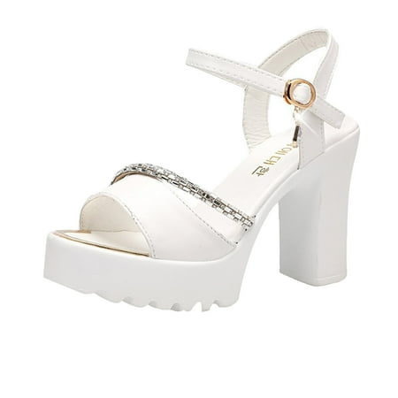 UHUYA Womens Sandals Summer Casual Round-toe Sandals High-heeled Platform Metal Buckle Fashion Sandals White D 40
UHUYA Womens Sandals Summer Casual Round-toe Sandals High-heeled Platform Metal Buckle Fashion Sandals White D 40