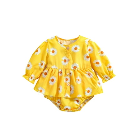 BrilliantMe Kids Baby Girls Ruffle Playsuit Daisy Print Long Sleeve Round Neck Button Romper Yellow 6-12 Months
BrilliantMe Kids Baby Girls Ruffle Playsuit Daisy Print Long Sleeve Round Neck Button Romper Yellow 6-12 Months