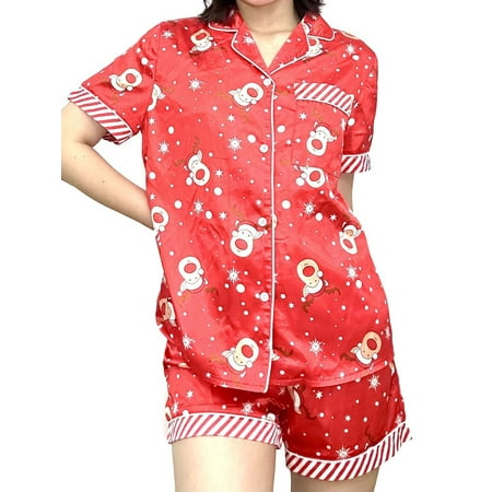 AMILIEe Women Christmas 2 Piece Pajamas Set Short Sleeve Button Sleepwear Loungewear Pjs Shorts Set
AMILIEe Women Christmas 2 Piece Pajamas Set Short Sleeve Button Sleepwear Loungewear Pjs Shorts Set