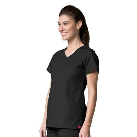 Red Panda Women s Curved Mock Wrap Scrub Top 1726