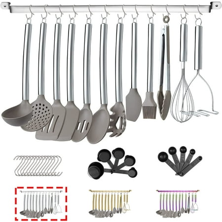 Just Houseware 38 Pcs Silicone Kitchen Cooking Utensil Setwith Utensil Rack Food Grade Silicone Spatula Set Non-Stick Heat Resistant Silicone Cookware with Strong Stainless Steel Handle(Silver)
Just Houseware 38 Pcs Silicone Kitchen Cooking Utensil Setwith Utensil Rack Food Grade Silicone Spatula Set Non-Stick Heat Resistant Silicone Cookware with Strong Stainless Steel Handle(Silver)
