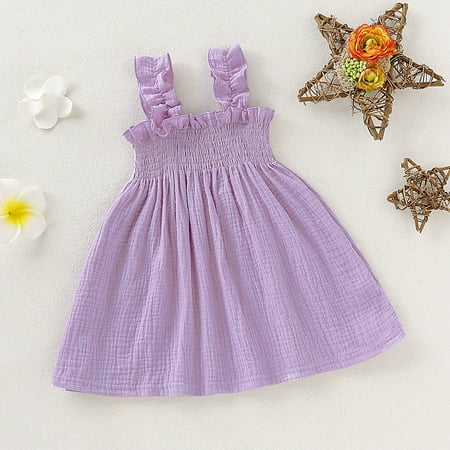 B91xZ Girls Spring Dress Toddler Kids Girls Solid Cotton Sleeveless Beach Straps Dress Ruffles Princess Dresses Clothes Purple Size 4-5 Years
B91xZ Girls Spring Dress Toddler Kids Girls Solid Cotton Sleeveless Beach Straps Dress Ruffles Princess Dresses Clothes Purple Size 4-5 Years