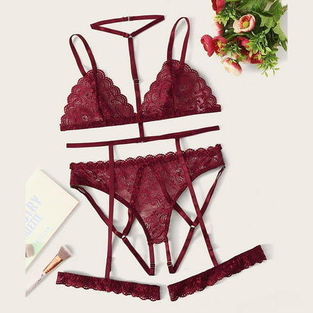HUPOM Womens Underwear Underwear Briefs Casual Belt Elastic Waist Red S