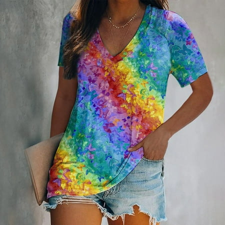 Womens Short Sleeve Tunic Tops V Neck Colorful Floral Printed Tees Shirt Casual Loose Comfy Blouse Tops
Womens Short Sleeve Tunic Tops V Neck Colorful Floral Printed Tees Shirt Casual Loose Comfy Blouse Tops