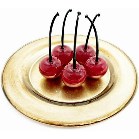 MyItalianDecor Murano Glass Lifelike Cherries Set Of 5 Hand Made in Italy
