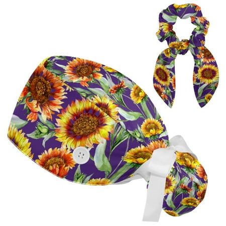 Working Cap with Buttons and Sweatband Scrub Hat Bouffant Caps with Scrunchie Sunflower Tie Back Hats
Working Cap with Buttons and Sweatband Scrub Hat Bouffant Caps with Scrunchie Sunflower Tie Back Hats